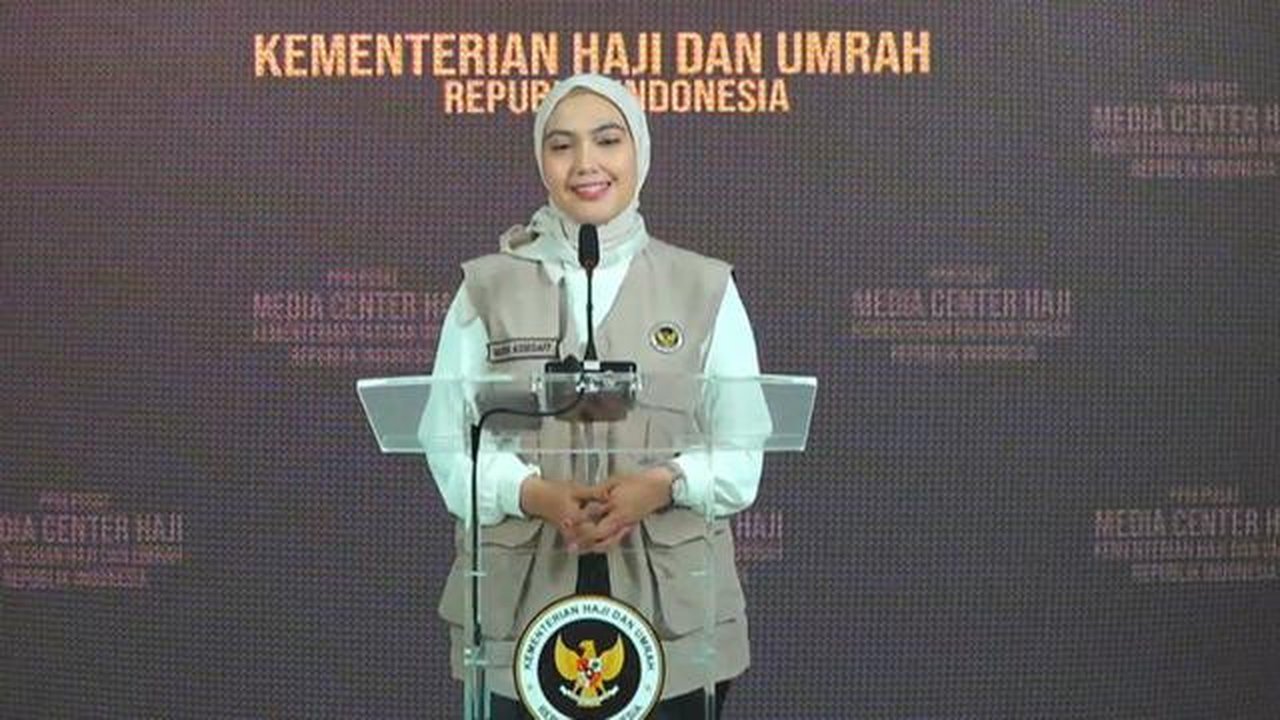 Juru Bicara Kementerian Haji dan Umrah, Maria Assegaf, dalam konferensi pers di Jakarta, Sabtu (25/4). (Foto: Istimewa).