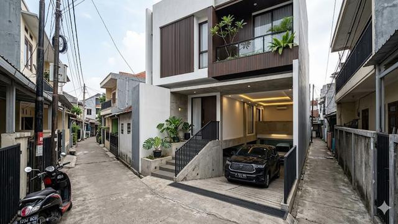 Contoh rumah di gang sempit tapi punya garasi luas. [Foto: Gemini]