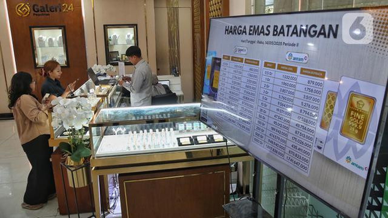 Dalam dua hari terakhir, harga emas baik produksi Antam, UBS maupun Galeri24 yang dijual di Pegadaian mengalami penurunan. (Liputan6.com/Angga Yuniar)