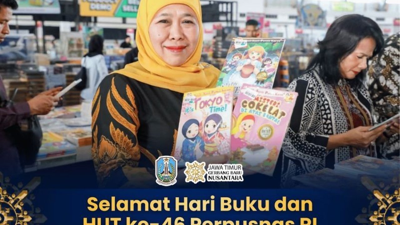 Gubernur Jawa Timur, Khofifah Indar Parawansa, menyerukan kepada seluruh masyarakat untuk menjadikan budaya membaca Jatim sebagai gaya hidup guna memperkuat literasi dan kualitas SDM, bertepatan dengan Hari Buku Nasional.