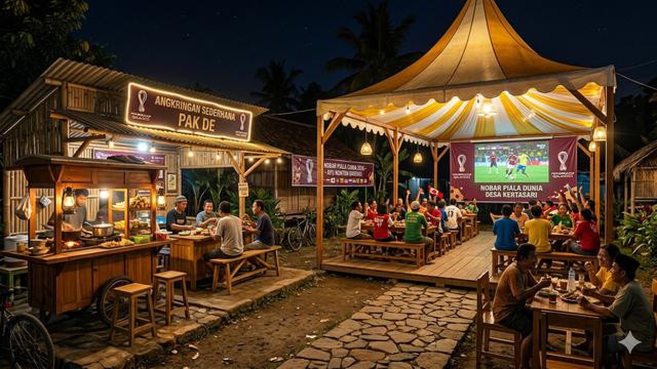 Inspirasi Desain Angkringan di Desa dengan Tempat Nobar Piala Dunia. Gemini