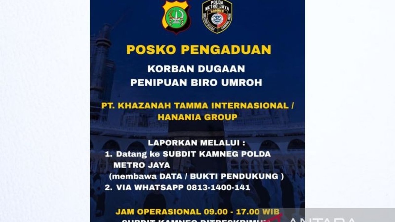 Polda Metro Jaya resmi membuka posko pengaduan bagi korban dugaan penipuan umrah Hanania Group. Direktur Utama perusahaan tersebut telah ditahan, mengungkap kerugian miliaran rupiah dan membuat pembaca penasaran.