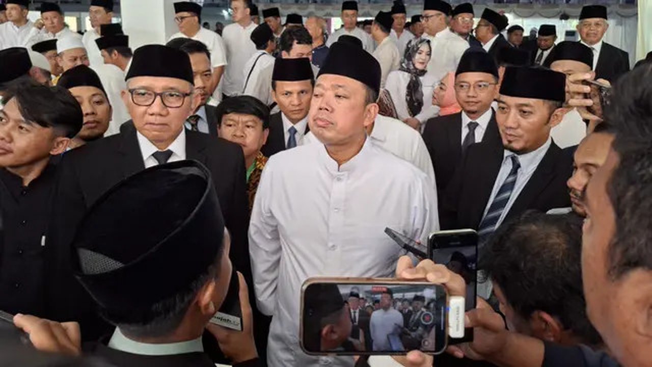 Menteri Agraria dan Tata Ruang/Kepala Badan Pertanahan Nasional (ATR/BPN) Nusron Wahid dalam acara ICOP 2026 di Pondok Pesantren Darunnajah, Jakarta, Sabtu (6/6/2026). (Foto: Liputan6.com/Rif