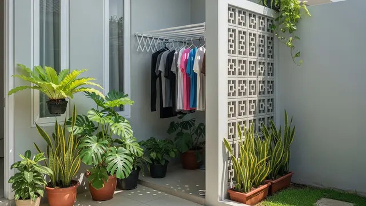 Inspirasi Area Jemuran dengan Roster Rumah Type 36. (Foto: AI)
