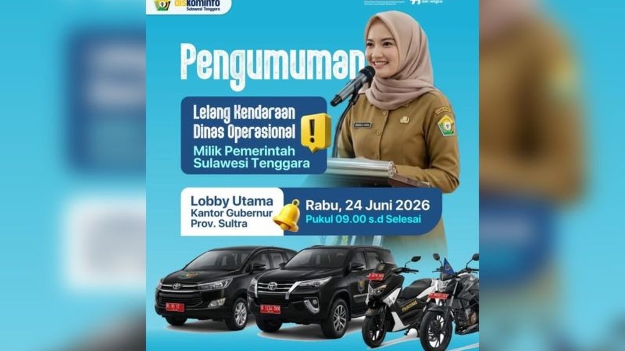Pemerintah Provinsi Sulawesi Tenggara (Sultra) akan melelang kendaraan dinas operasional guna meningkatkan efisiensi anggaran daerah. Lelang Kendaraan Dinas Sultra ini diharapkan mengoptimalkan pengelolaan aset dan menekan biaya perawatan yang membebani A