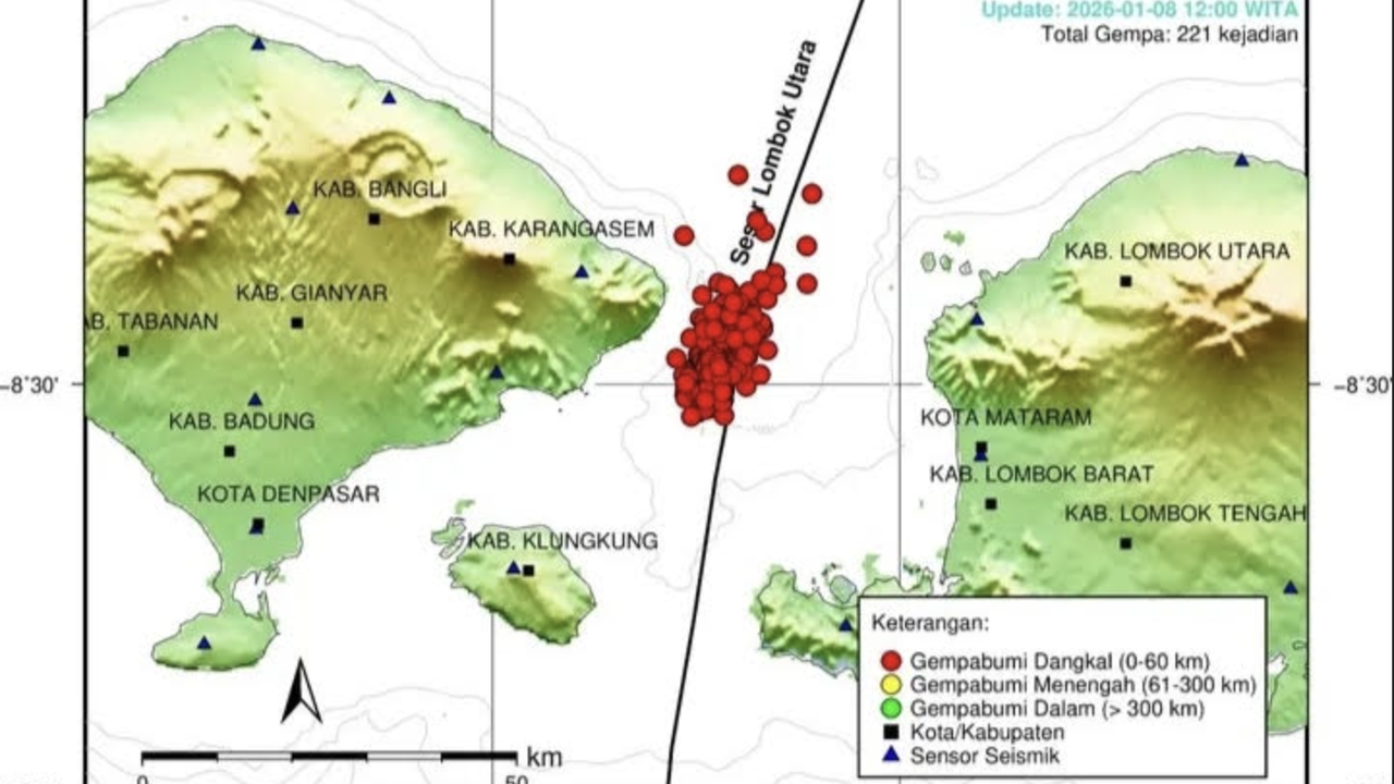 221 Gempa Tektonik Terjadi di Selat Lombok