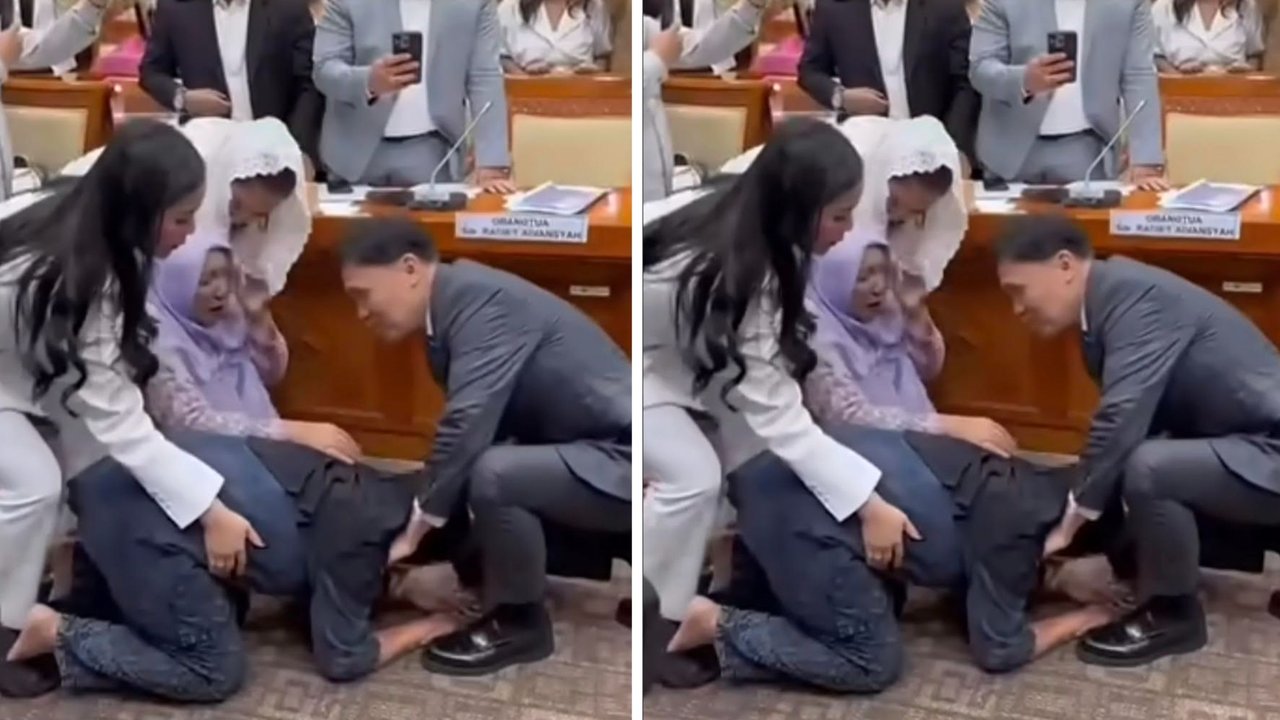 Ibu ABK Kasus Sabu 2 Ton Sujud di Hadapan Habiburokhman Usai Rapat