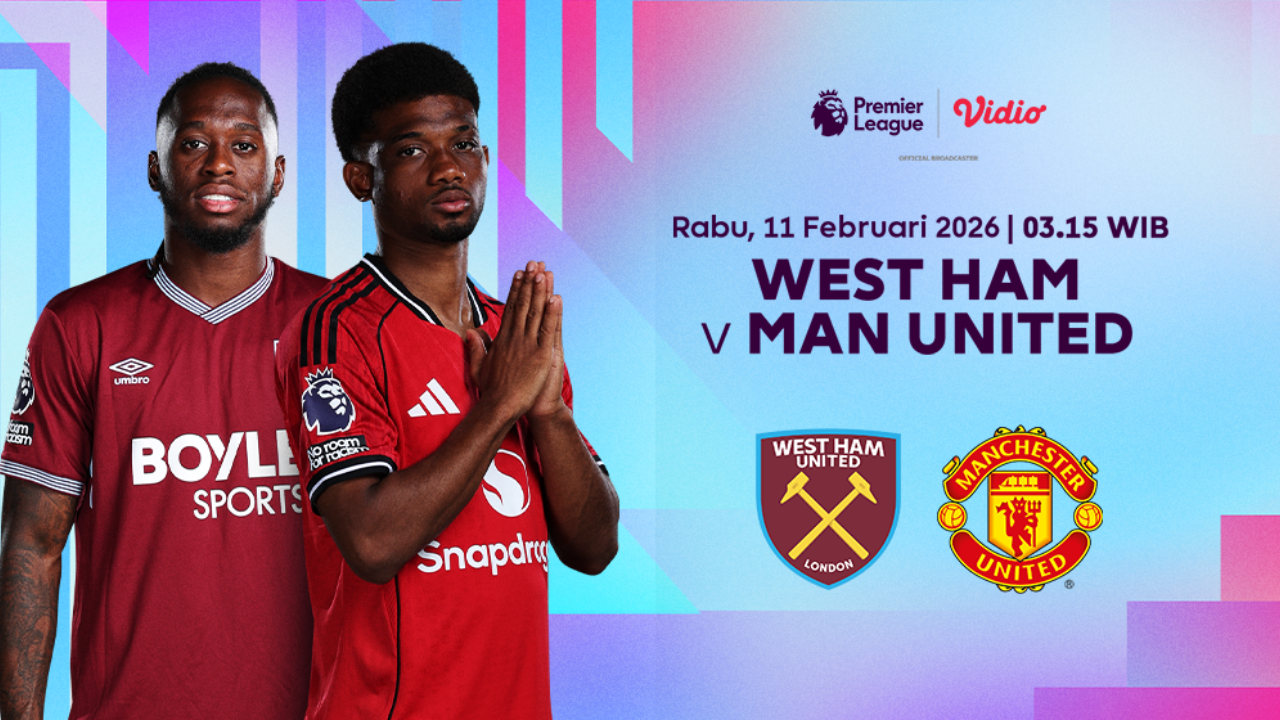 Live Streaming West Ham United vs Man United di Liga Inggris Pekan Ke-26, Eksklusif di Vidio