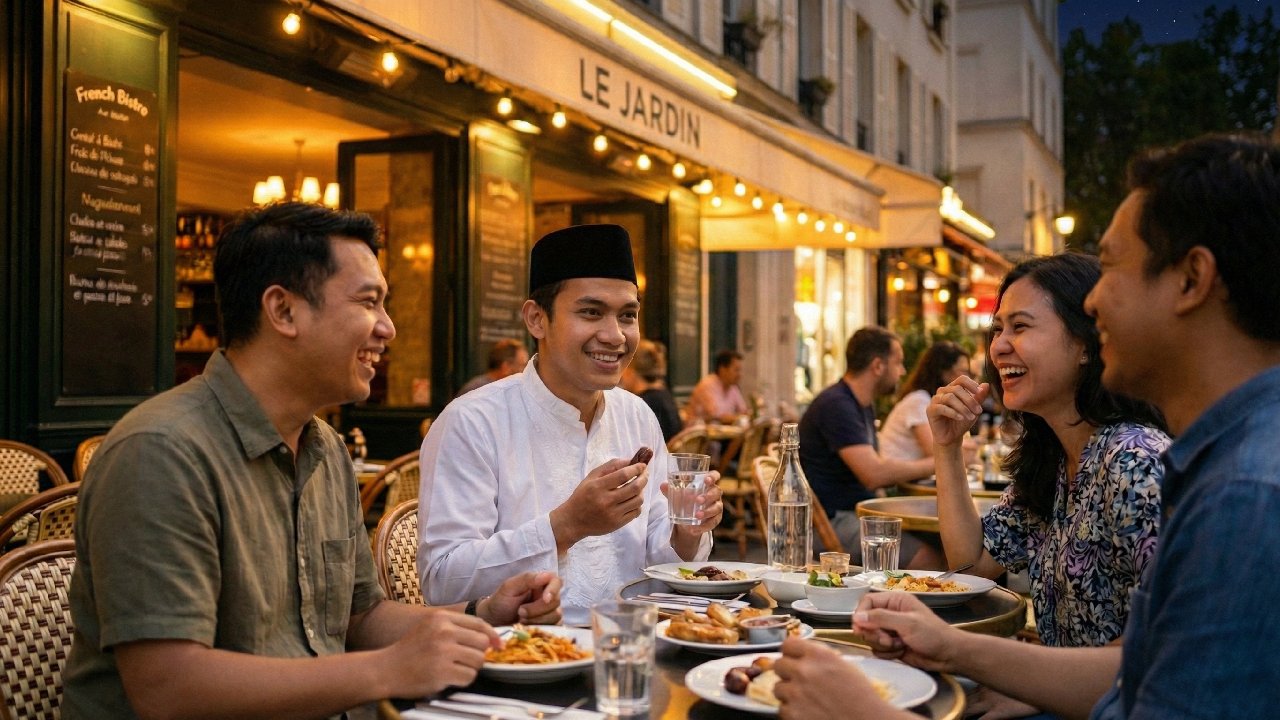 Suasana berbuka puasa bersama teman.