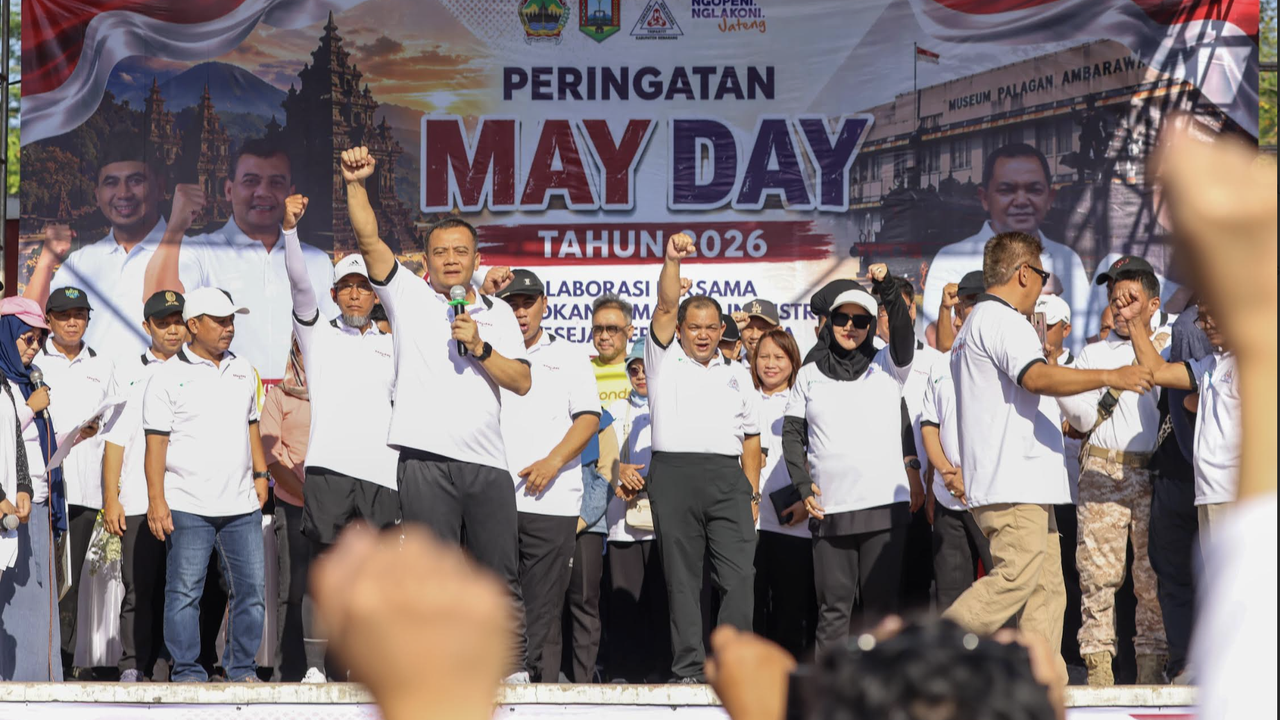 Ogah Turun ke Jalan, Buruh Semarang Titip Pesan Kenaikan Gaji ke Gubernur Lewat Aksi Jalan Sehat