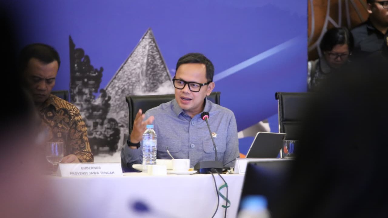 Wamendagri Bima Arya Sugiarto dalam kegiatan Rapat Kerja Gubernur (Rekergub) Forum Kerja Sama Daerah Mitra Praja Utama (MPU) 2026 di Semarang, Selasa (12/5/2026).