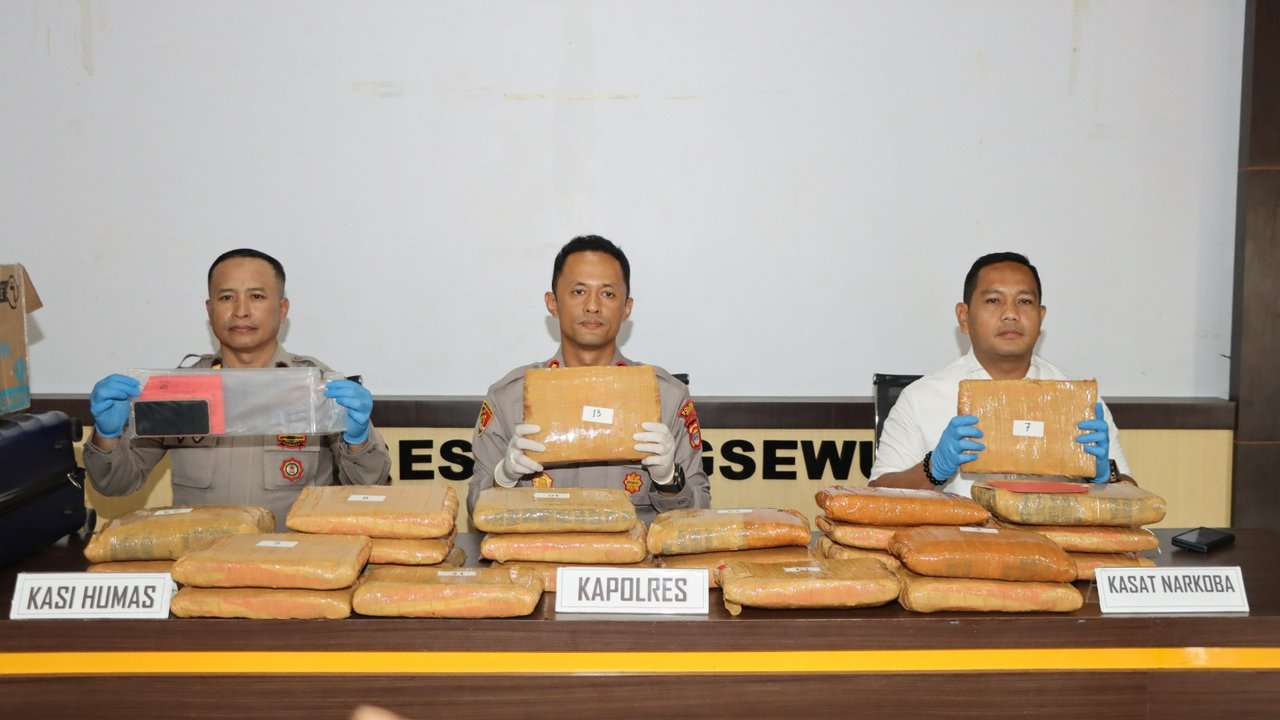 Kurir Bawa Ganja 24 Kg dari Sumut Diciduk di Pringsewu, Modus Simpan Narkoba dalam Koper dan Kardus