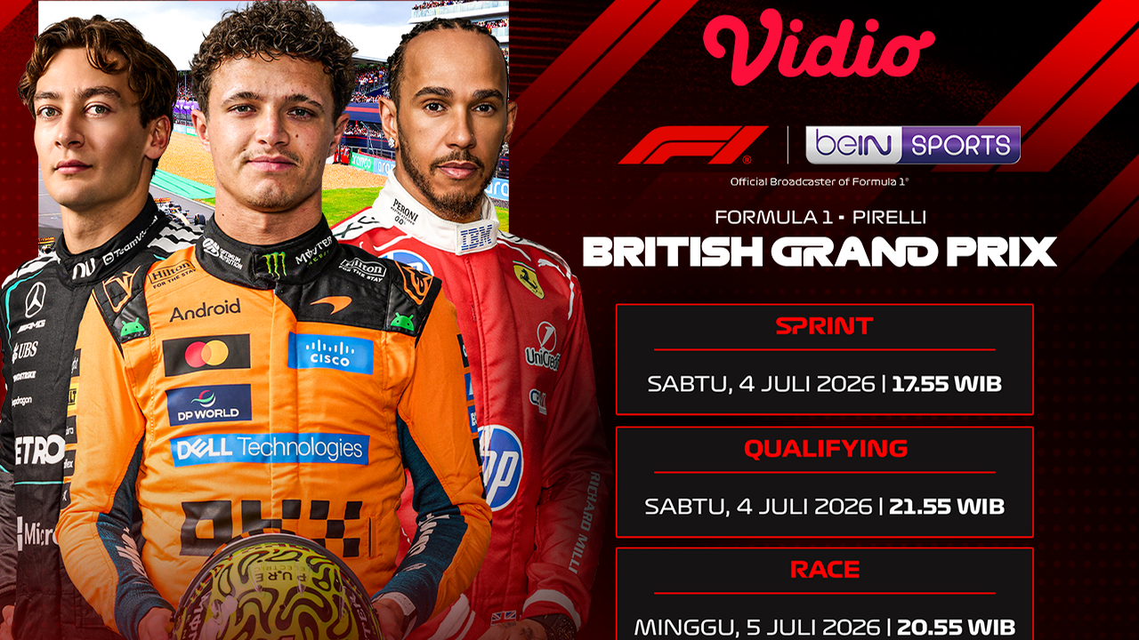 Formula 1 Live! Lanjutan Seri Ke-9 Pada Pirelli British Grand Prix 2026 di Vidio