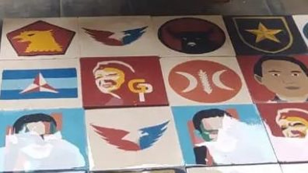 Sambut Pemilu 2024, Pria di Magelang Ini Produksi Tegel Unik Bermotif Parpol dan Sketsa Capres