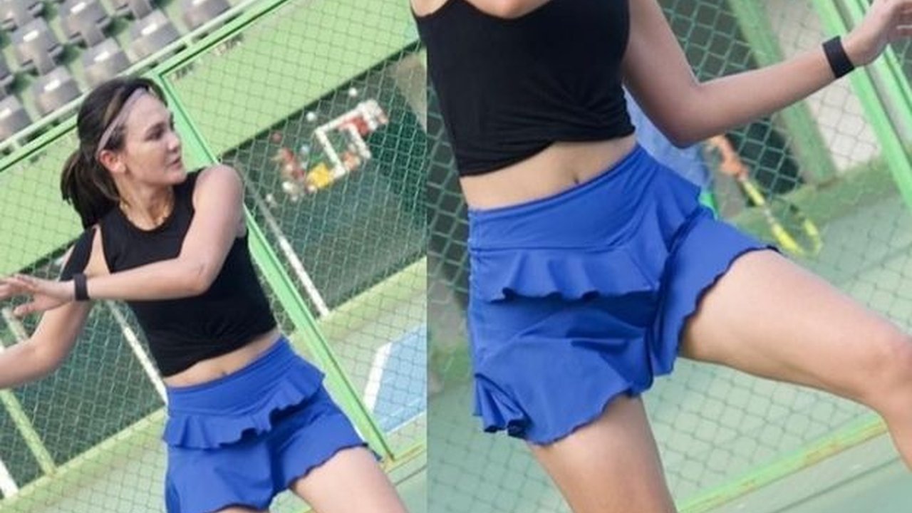 8 Foto Luna Maya Yang Sempat Salah Teknik Hingga Cidera Saat Main Tenis