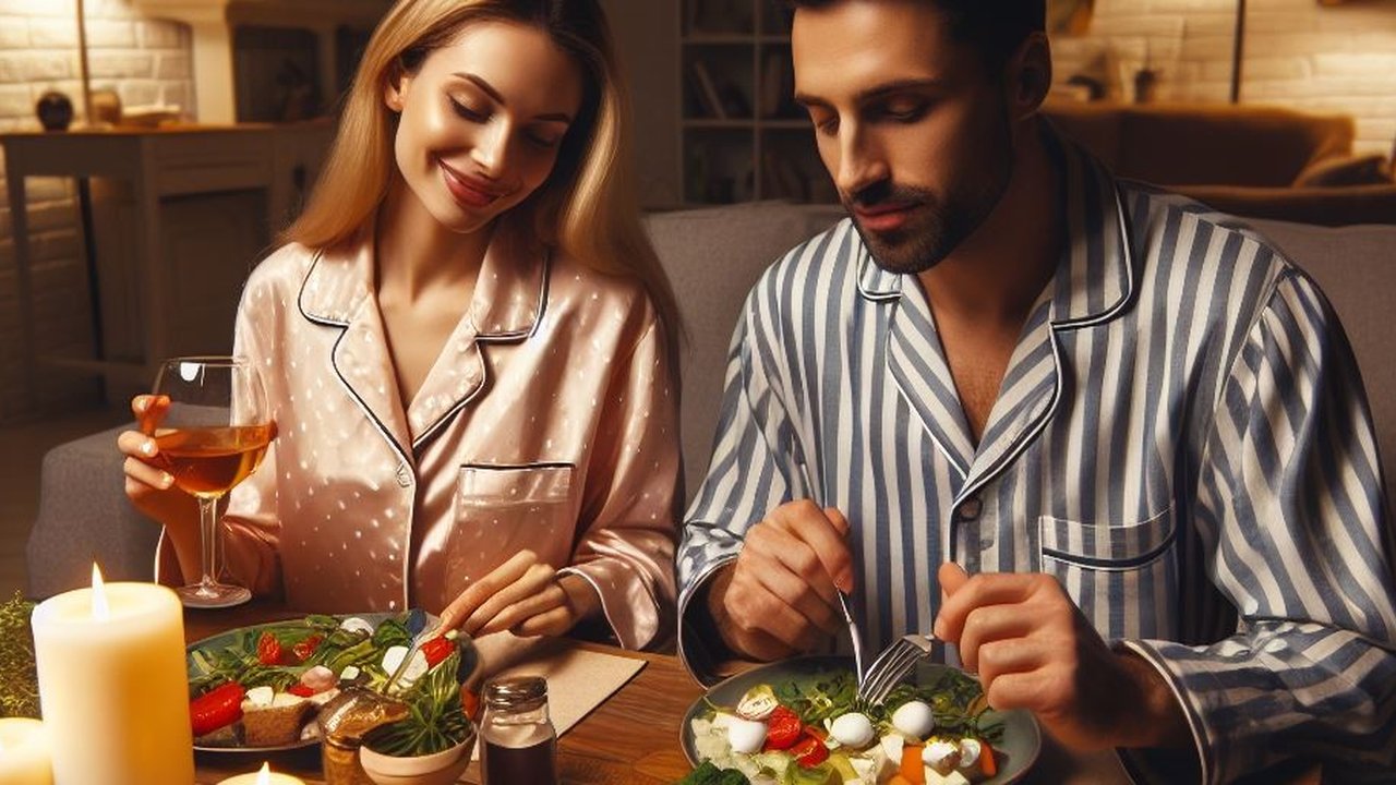 Ilustrasi Pasangan Sedang Makan Malam