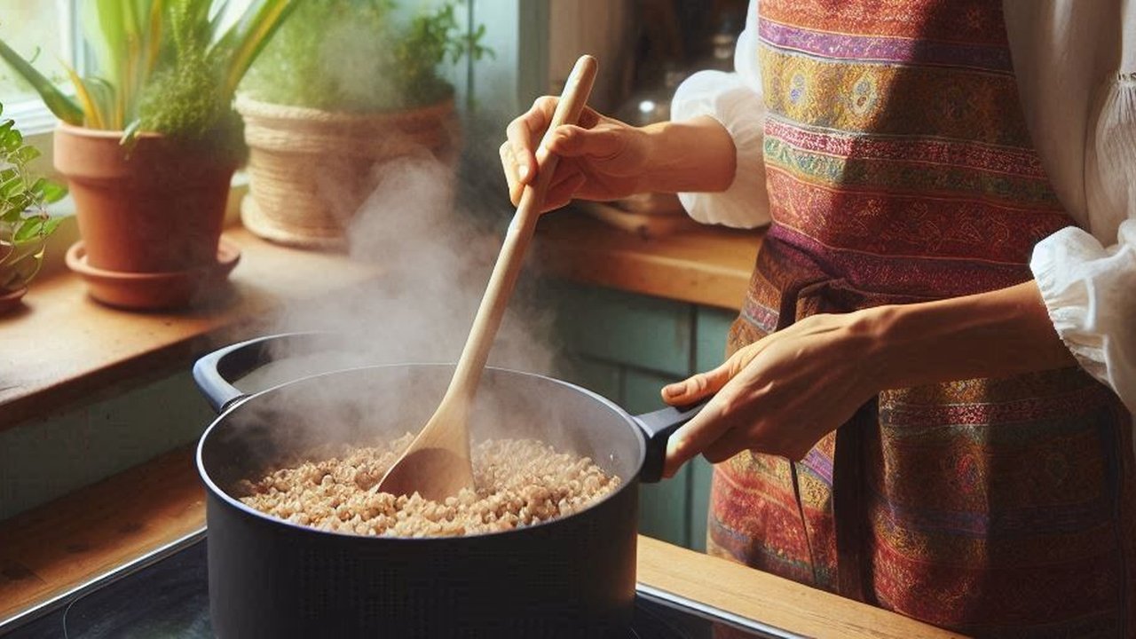 Ilustrasi Masak Beras Merah