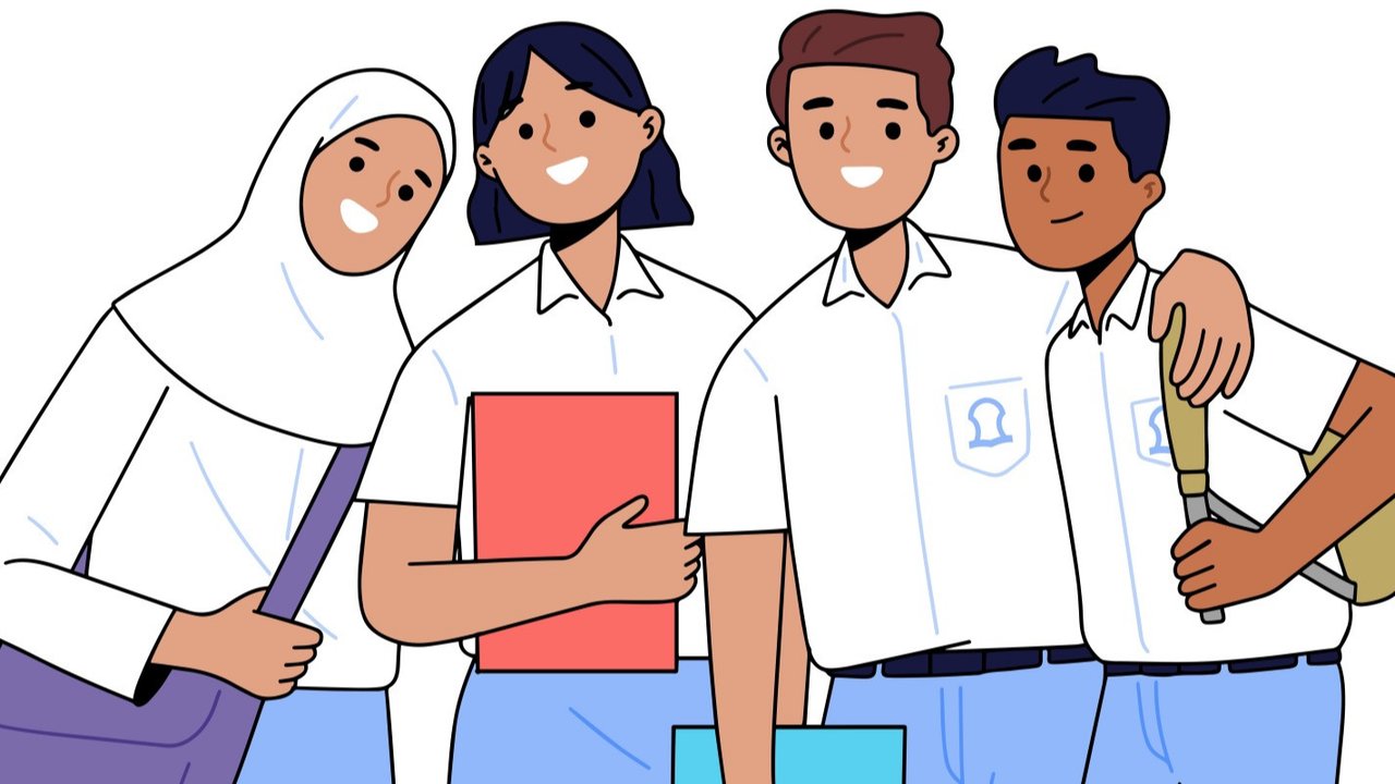 <p>Ilustrasi anak sekolah, siswa, murid, pelajar SMA. (Image by syarifahbrit on Freepik)</p>