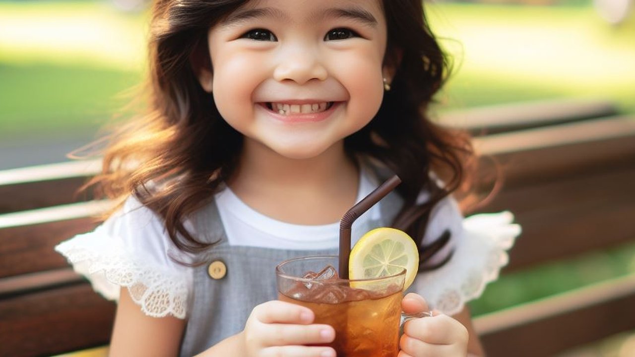 Ilustrasi Anak Minum Minuman Manis