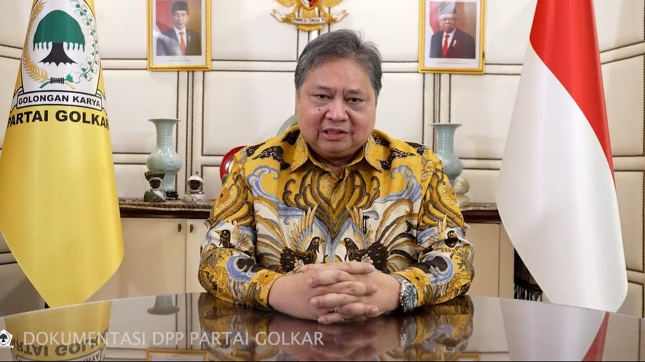 Airlangga Hartarto menyampaikan Pidato Resmi Pengunduran Diri sebagai Ketua Umum Partai Golkar. (Istimewa)