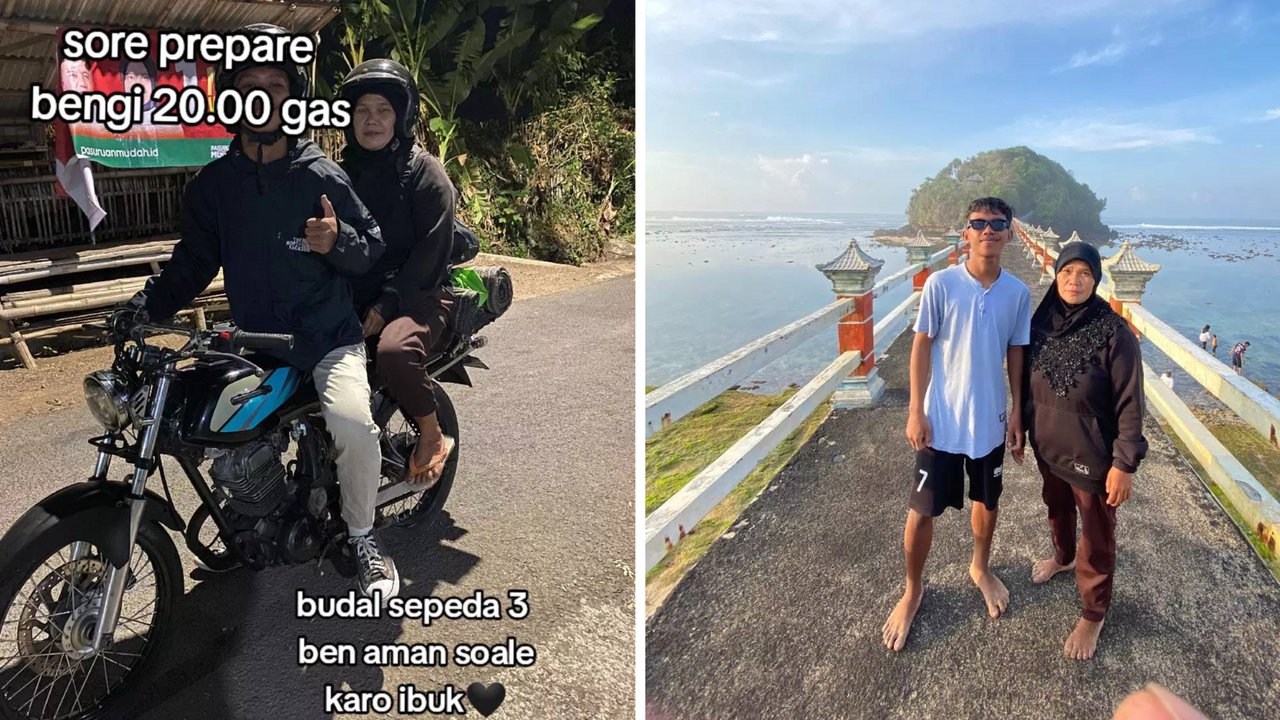 Aksinya Bikin Haru, Kisah Pria Bersama Ibunda Pergi JalanJalan Ke Pantai Ini Curi Perhatian