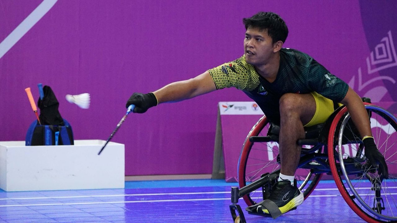Sukarno Atlet para badminton di PEPARNAS Solo 2024