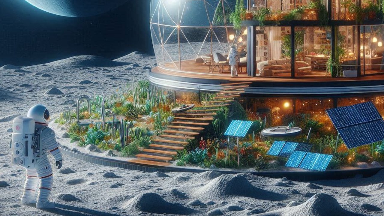 ilustrasi rumah astronot di bulan