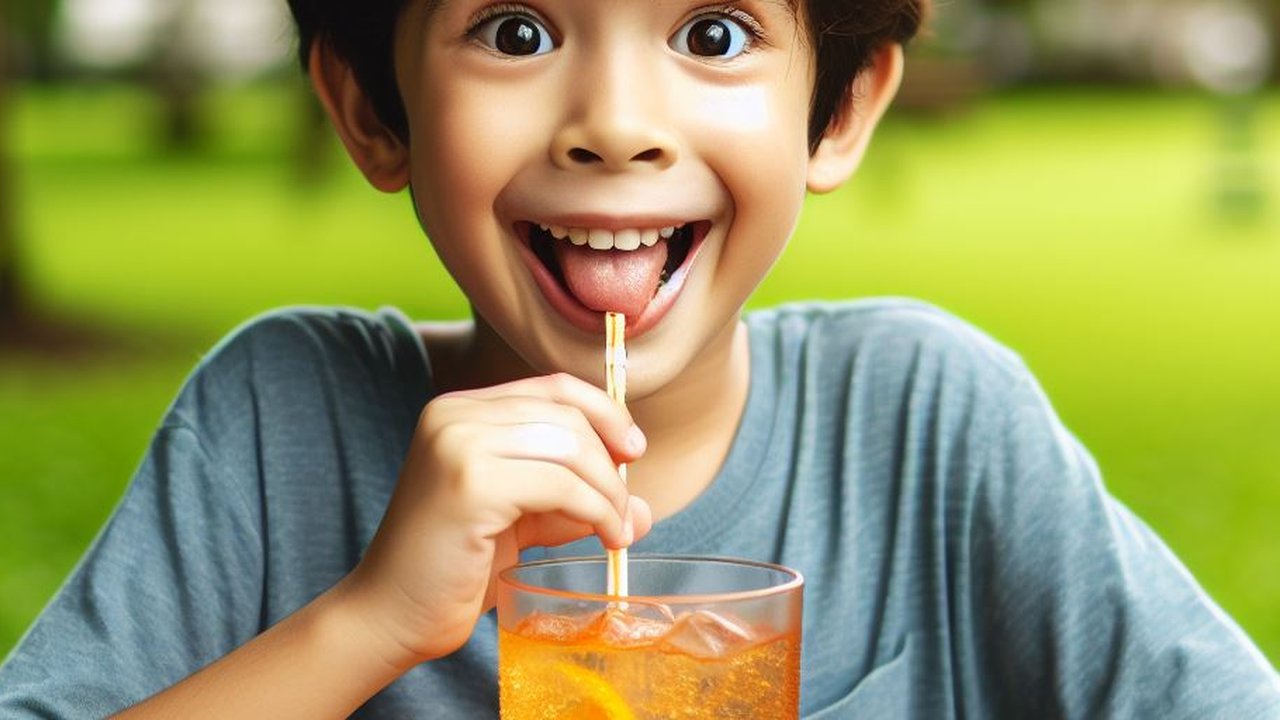 Ilustrasi Anak Minum Minuman Manis