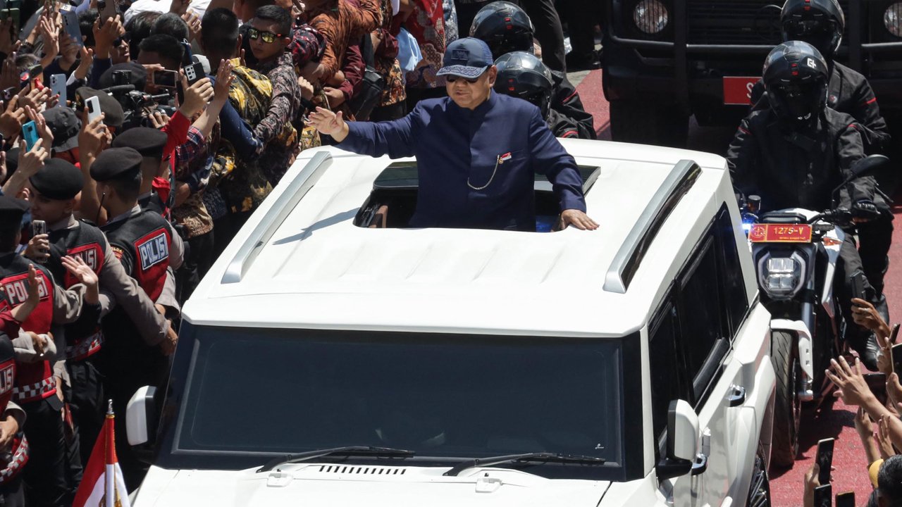Prabowo Subianto dan Gibran Rakabuming Raka mengucapkan sumpah jabatan yang dimulai sekitar pukul 10.30 WIB. (BAY ISMOYO/AFP)