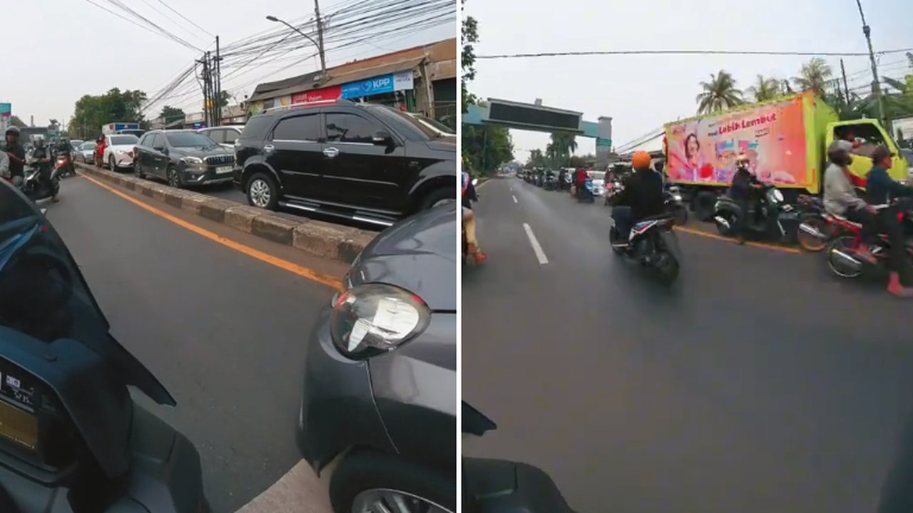 Auto Bubar, Aksi Pemotor dengan Mobil yang Kompak Hadang Pengendara yang Lawan Arus Jalanan Ini Banjir Pujian