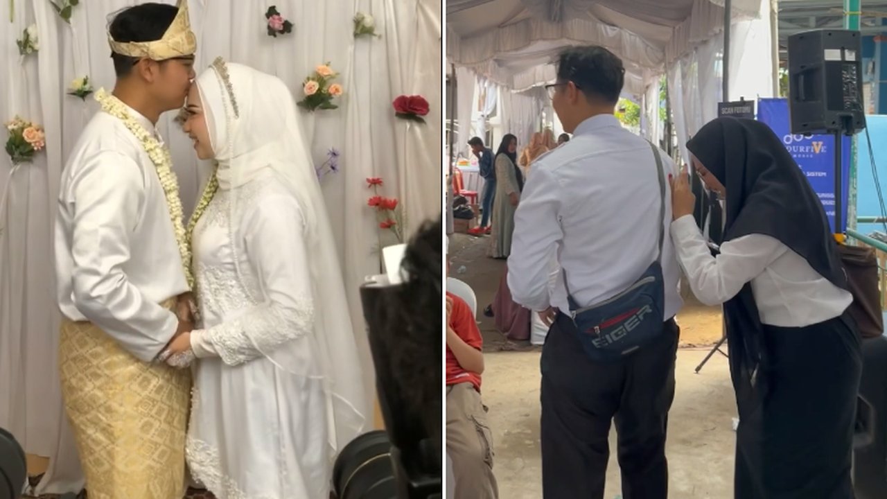 Viral Momen Pasangan Pengantin Pergi Tes CPNS Pasca Lempar Bunga di Hari Pernikahannya, Curi Perhatian