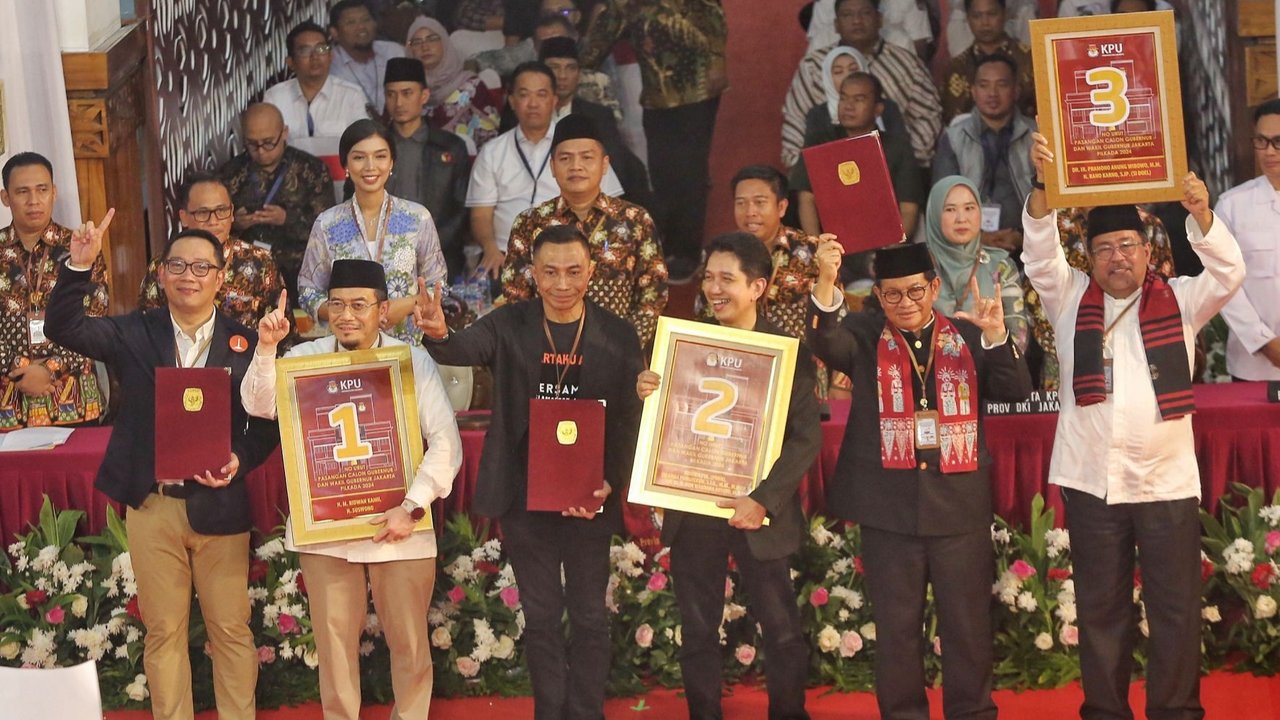 Pengundian nomor urut digelar di kantor KPUD Jakarta yang dipimpin Ketua KPUD Jakarta, Wahyu Dinata.