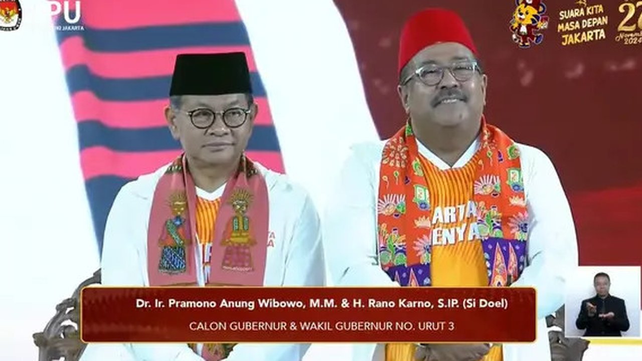 Calon Gubernur Jakarta (Cagub Jakarta) nomor urut 2 Dharma Pongrekun dalam debat perdana Pilkada Jakarta 2024, Minggu (6/10/2024) di JIExpo Kemayoran, Jakarta Pusat. (YouTube KPU Provinsi