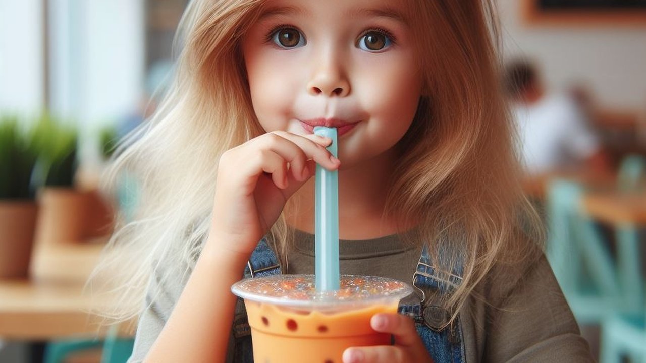 Ilustrasi Anak Minum Minuman Manis