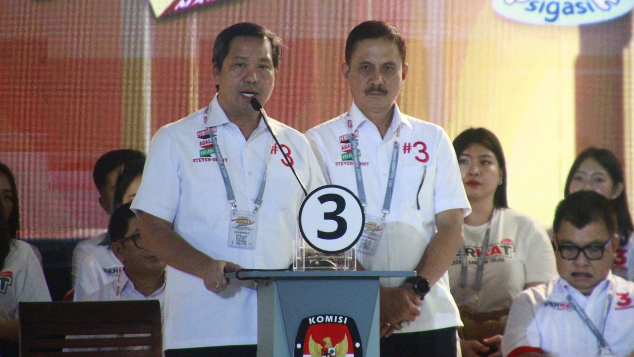 Steven Kandouw dan Alfred Denny Tuejeh Saat Debat Ketiga Pilgub Sulut