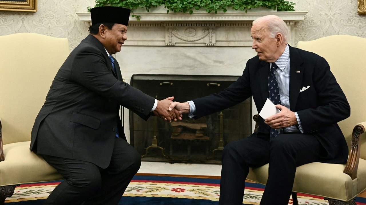 Prabowo bertemu Presiden AS Joe Biden di Washington DC, pada Selasa (12/11/2024).
