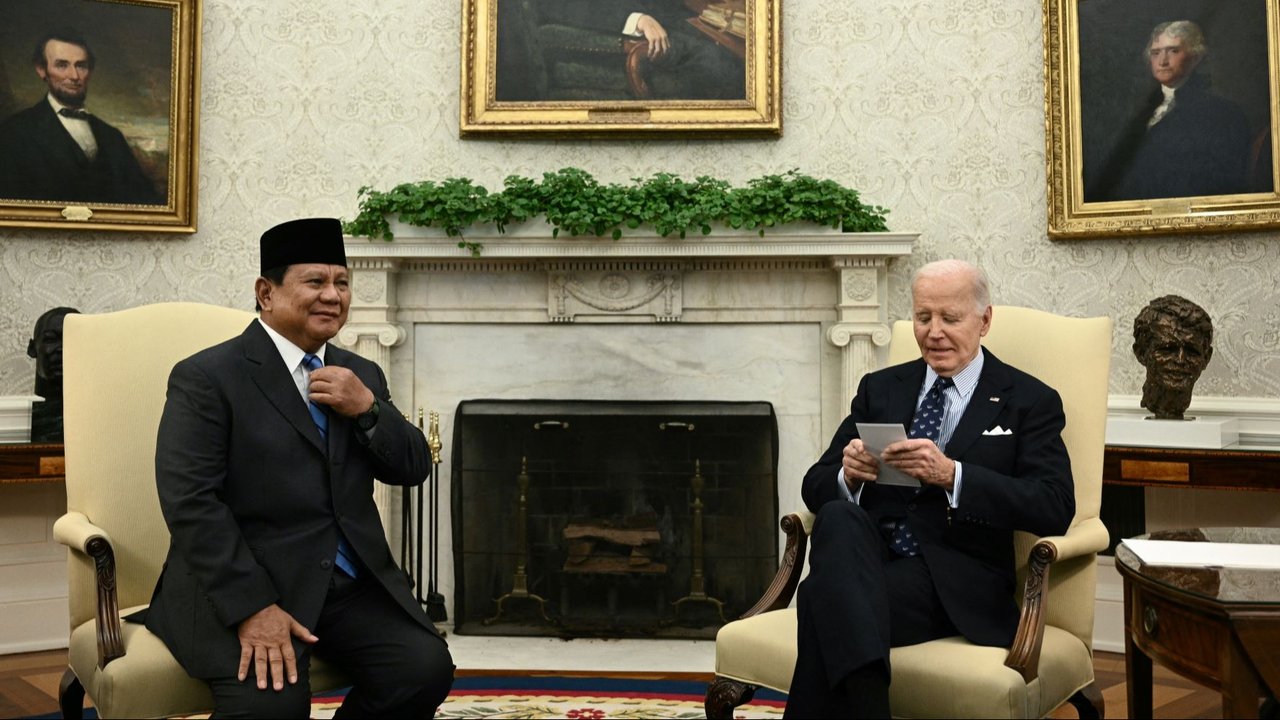 Prabowo bertemu Presiden AS Joe Biden di Washington DC, pada Selasa (12/11/2024).