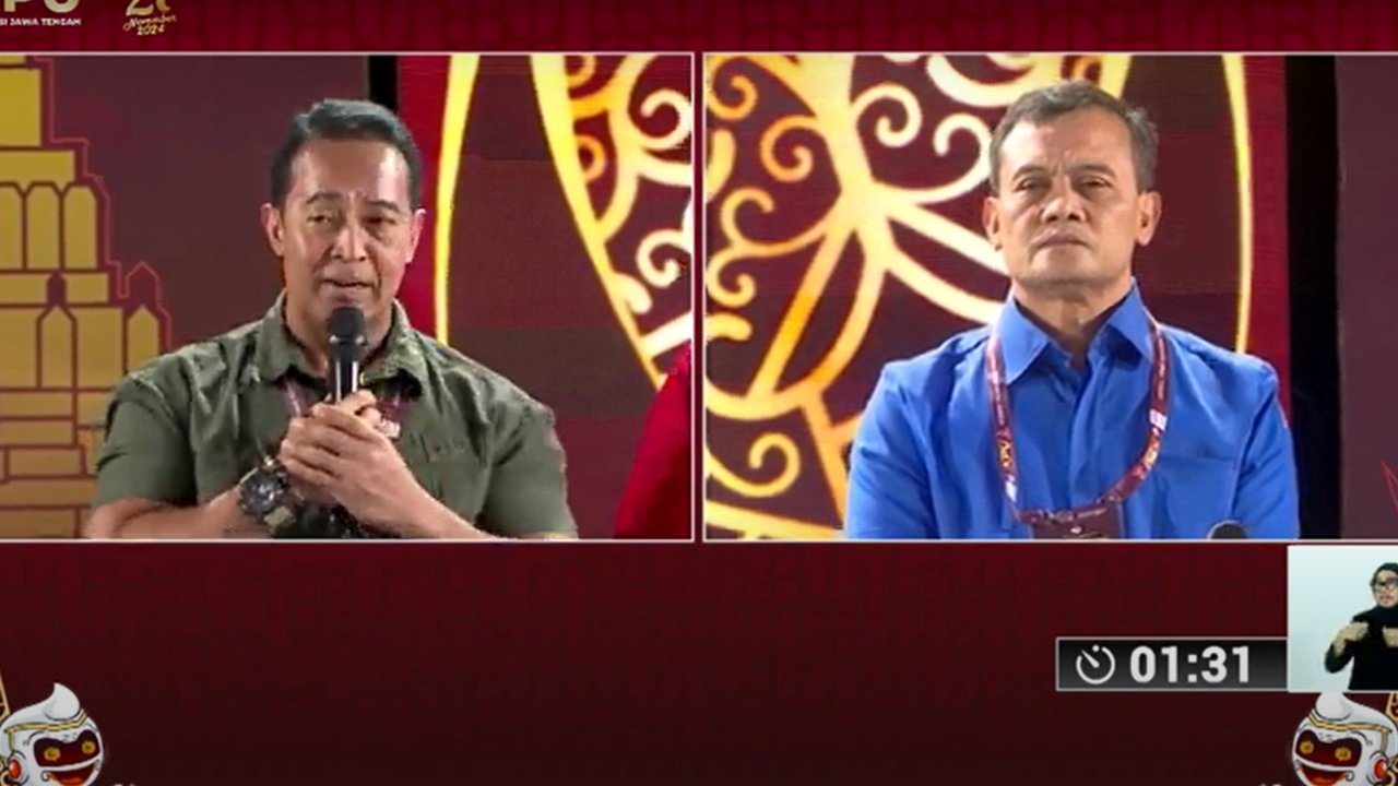 Ahmad Luthfi dan Andika Perkasa saat pengundian nomor urut Pilkada Jateng 2024, Senin (23/9/2024). (Dok. Tangkapan Layar YouTube KPU Jateng)