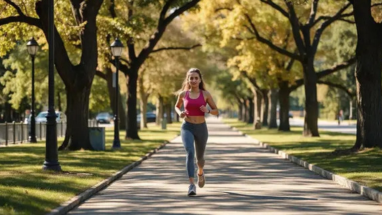 Kombinasikan latihan aerobik seperti jalan kaki dengan latihan kekuatan untuk hasil maksimal menurunkan kolesterol. (Ilustrasi by AI)