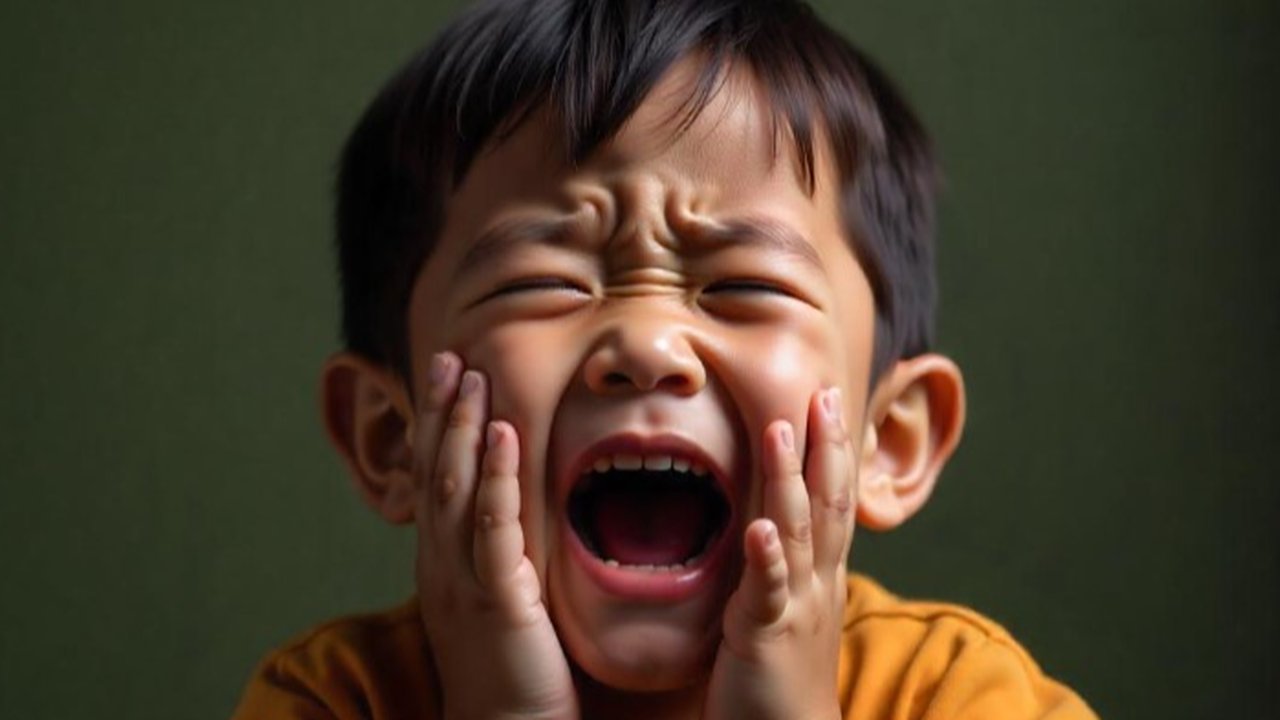 Ilustrasi anak kecil sedang tantrum