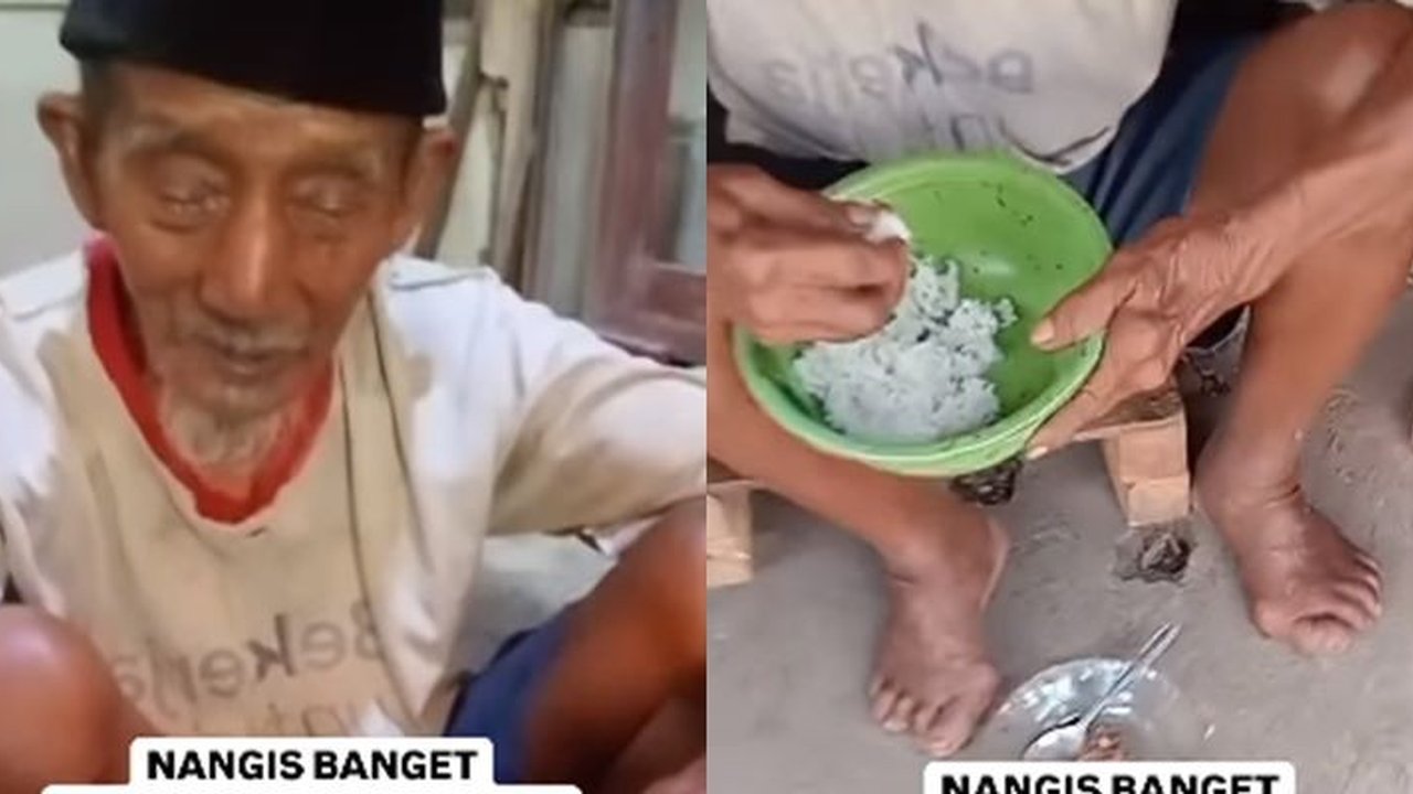 Momen Mengiris Hati Kakek Usia 105 Tahun Makan Nasi Basi