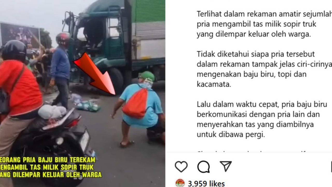 Viral Dua Sosok Pria Terekam Kamera Ambil Tas Sopir Truk Ugal-ugalan di Tangerang