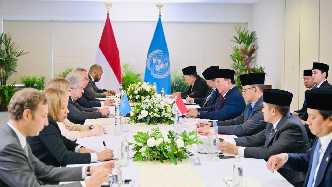 Pertemuan Bilateral Presiden Prabowo dan Sekjen PBB di Brasil, Minggu (17/11/2024).