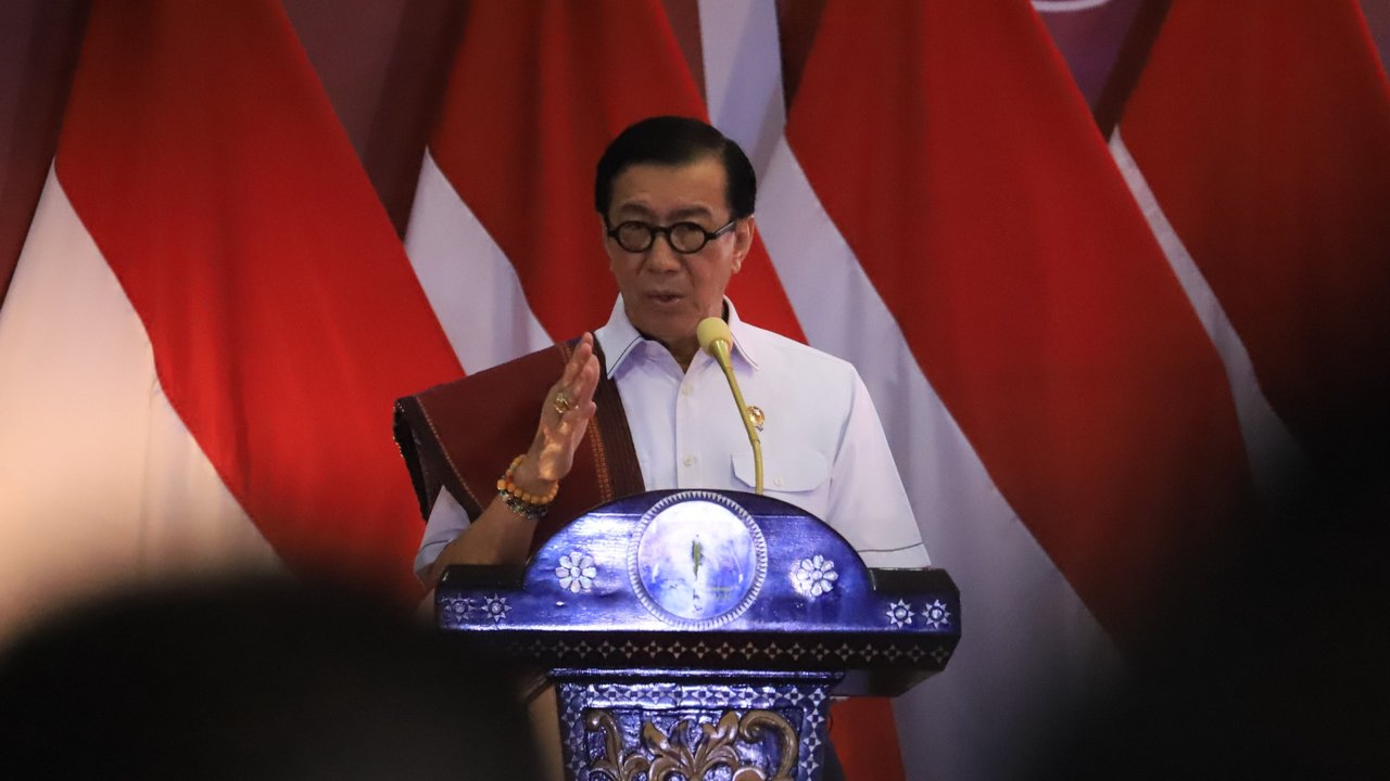 Menkumham RI Yasonna H. Laoly pada pembukaan peringatan Hari Pengayoman ke-79 dirangkai doa Bersama Kemenkumham untuk Negeri, bertempat di Graha Pengayoman Jakarta, Senin (15/07/24).