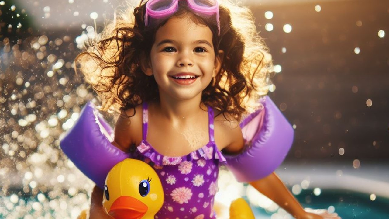 ilustrasi anak berenang