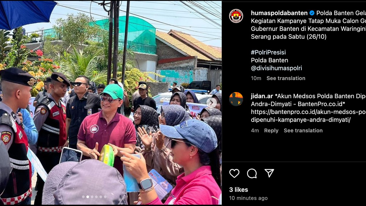 akun medsos polda banten disorot