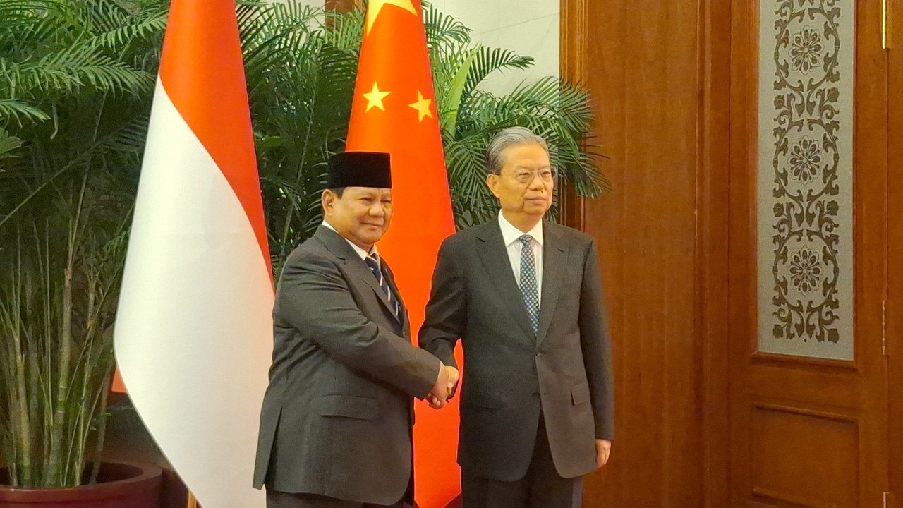 Presiden RI Prabowo Subianto menemui Pimpinan Kongres Rakyat China, Zhou Leji