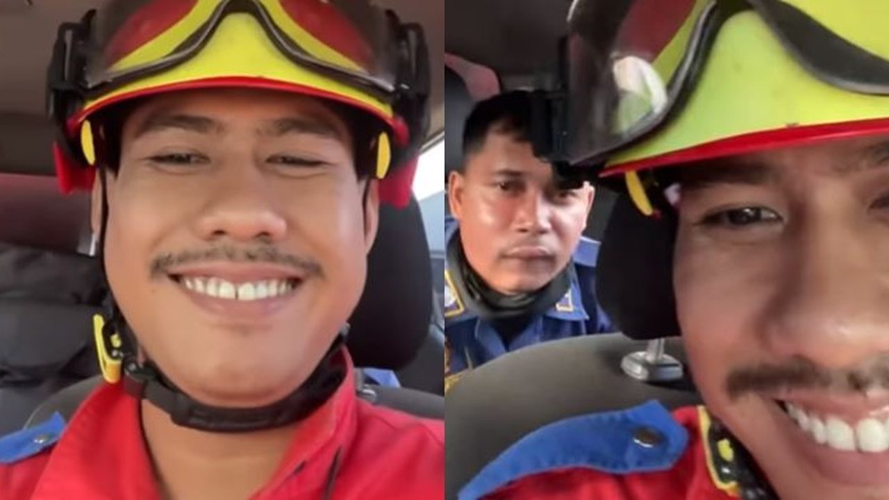 Tetap Happy, Muka Personel Damkar Pada Bengkak