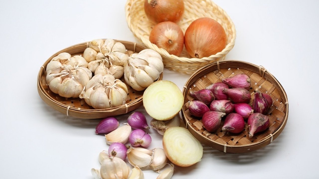 Ilustrasi Bumbu Dapur, Bawang Merah, Bawang Putih, Bawang Bombay, Bawang