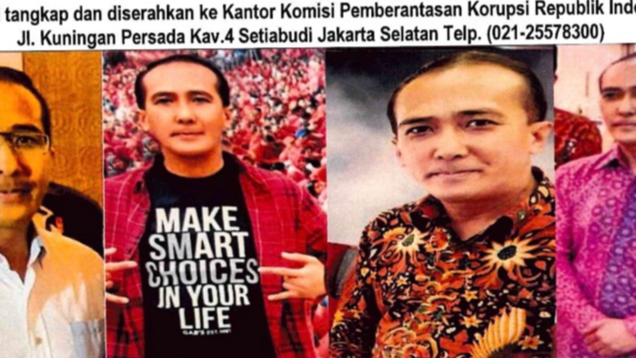 Mahasiswa yang tergabung dalam Pimpinan Pusat Himpunan Mahasiswa Persatuan Islam (PP HIMA Persis) berunjuk rasa menuntut penangkapan Harun Masiku di depan Gedung Merah Putih KPK, Jakarta, Rabu (18/12/2024).